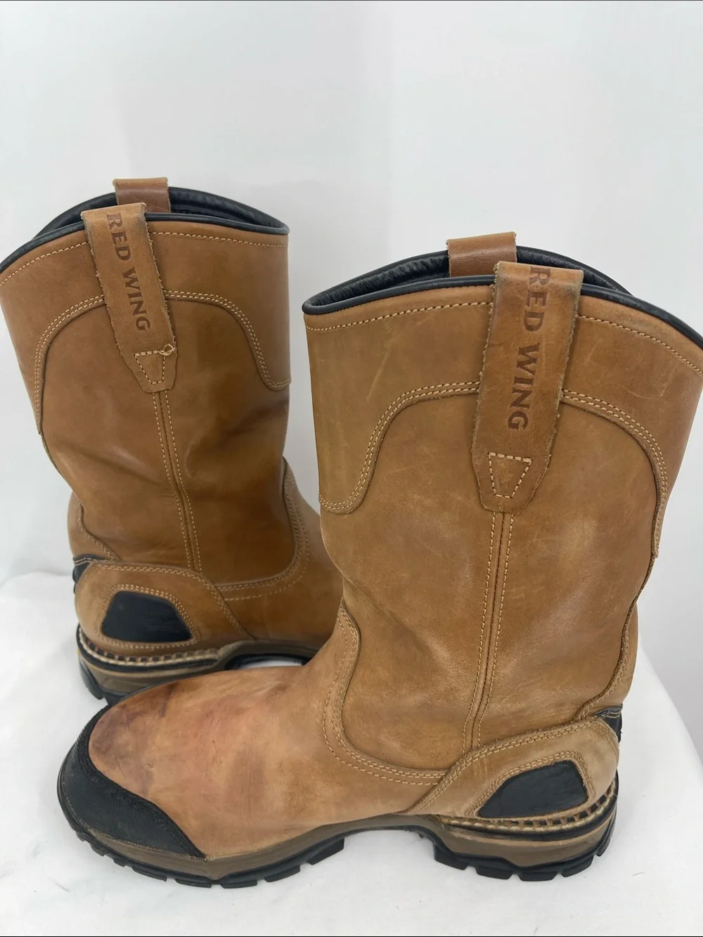 Red Wing BOOTS 11.5 2E  Tan Leather Pull-On Work Boots MENS ALUMINUM Toe 4448